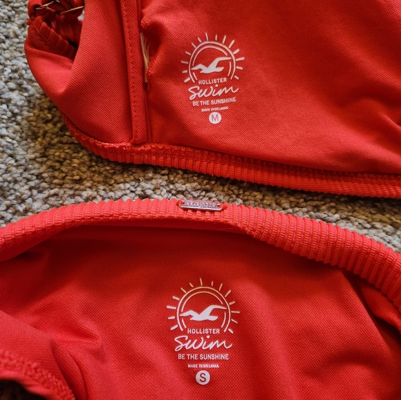 Neon Ribbed High Leg High Rise Bandeau Bikini set - Picture 3 of 5